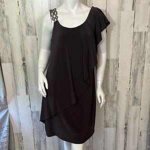 E5-  medium dressy one shoulder beaded dress size 8 DJ-JAZ